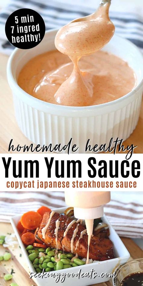 Healthy Yum Yum Sauce, Yum Sauce Recipe, Yum Yum Sauce Recipe, Japanese Steak, Yum Sauce, Crockpot Healthy, Shrimp Sauce, Low Carb Low Fat Recipes, Yum Yum Sauce