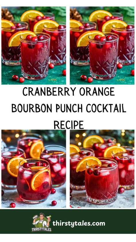 "Discover the perfect blend of flavors with our Cranberry Orange Bourbon Punch Cocktail Recipe! This refreshing drink combines the tartness of unsweetened cranberry juice with the warmth of bourbon, creating a delightful bourbon cocktail that's perfect for any occasion. Whether you're hosting a party or enjoying a cozy night in, this recipe is a must-try. Explore more delicious bourbon cocktail recipes and elevate your mixology game with this easy-to-make punch!" Cranberry Cocktails Thanksgiving, Cocktails With Cranberry Juice, Bourbon Drinks Recipes, Cranberry Cocktail Recipe, Bourbon Punch, Orange Juice Cocktails, Unsweetened Cranberry Juice, Thanksgiving Cocktail Recipes, Orange Juice Drinks