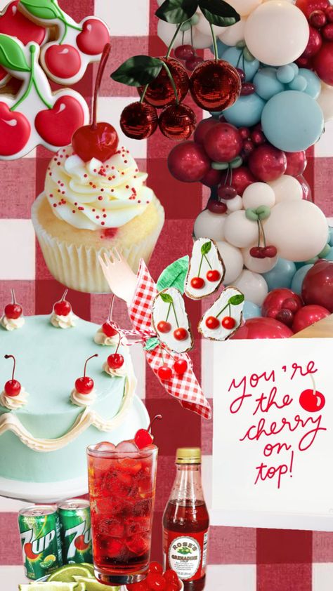 Cherry on Top birthday party theme #cherry #birthdayparty #birthdaytheme Top Baby Shower Themes, Cherry Baby, 26th Birthday, 24th Birthday, 23rd Birthday, Pretty Birthday Cakes, Mon Cheri, Baby Sprinkle, Cherry On Top