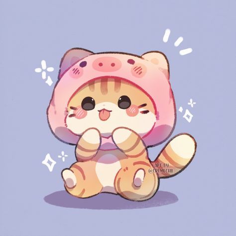 Cute Pet Drawings, Cute Cat Animation, Cute Cat Pics, Kawaii Cat Drawing, Chat Kawaii, Kitten Drawing, Cute Cat Drawing, Cute Kawaii Animals, Image Chat