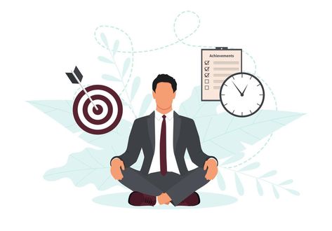 Self discipline or self control concept, achievement business target, time management concept, businessman meditate. Vector illustration 99 Design, Business Illustration, Self Discipline, Art And Illustration, Hand Art Drawing, Hand Art, Self Control, Time Management, Business Man