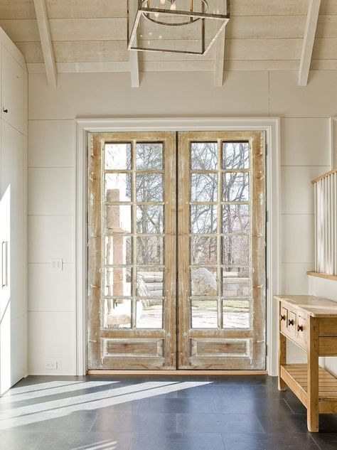 Antique Whitewashed French Door Custom Built Interior | Etsy Canada Pocket Door Pantry, Interior Exterior Doors, French Doors Exterior, Interior Sliding Barn Doors, Pantry Doors, Pocket Door, Doors Sliding, Carved Doors, Antique Doors