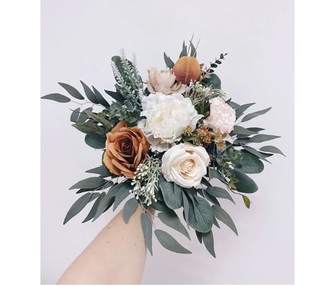 Copper Bridal Bouquet, Wedding Swags Floral, Fall Simple Wedding Bouquets, Small Fall Wedding Bouquets Simple, Small Boho Wedding Bouquet, Terracotta And Cream Bouquet, Earth Tone Bridesmaid Bouquet, Terracotta Wedding Flowers Bouquet, Terracotta And Sage Wedding Flowers