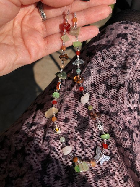 Rock Beaded Necklace, Earth Tones Jewelry, Indie Beaded Necklace, Earth Tone Beaded Necklace, Earth Tone Necklace, Earthy Beaded Jewelry, Earthy Beaded Necklace, Vintage Beaded Necklace, Earthy Jewelry Aesthetic