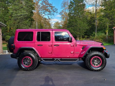 Tuscadero Pink Jeep, Pink Jeep Rubicon, Hot Pink Jeep, Pink Jeep Wrangler, Jeep Sahara, Diy Jeep, Car Pink, Pink Jeep, Jeep Ideas