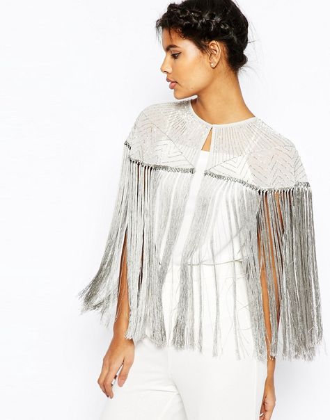 ASOS Embellished Fringe Cape Fringe Cape, Fringe Shawl, Spring Summer Trends, Black Tie Event, Beaded Fringe, Fashion Spring, Summer Trends, Latest Fashion Clothes, Online Shopping Clothes