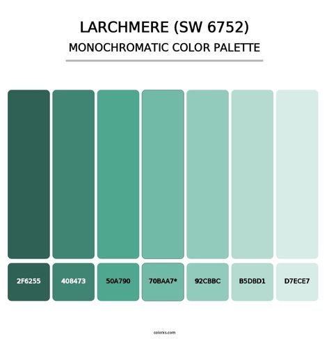 Larchmere (SW 6752) - Monochromatic Color Palette Monochromatic Colour, Color Generator, Analogous Color Scheme, Rgb Color Codes, Split Complementary Colors, Rgb Color Wheel, Monochromatic Color Palette, Opposite Colors, Monochromatic Palette