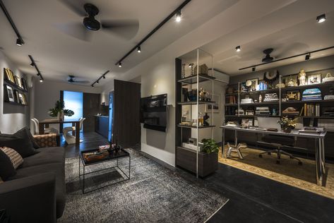 My House Tour: A Bachelor Pad in Tanjong Pagar Open Concept Office, Buying A Condo, Living Room Decor Neutral, Study Area, Flat Ideas, Bachelor Pad, Neutral Living Room, Interior Design Magazine, Interior Design Firms