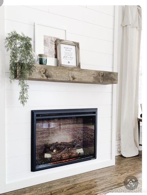 Fireplace Addition, Fireplace Styling, Fireplace Facing, Fireplace Diy, Fireplace Redo, Diy Fireplace Makeover, Wooden Mantel, Shiplap Fireplace, Farmhouse Fireplace