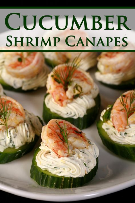 Shrimp Canapes, Garlic Shrimp Appetizer, Cucumber Canapes, Cream Cheese Shrimp, Prawns Appetizers, Cucumber Shrimp, Herbed Cream Cheese, Cheese Shrimp, Shrimp Kabob Recipes