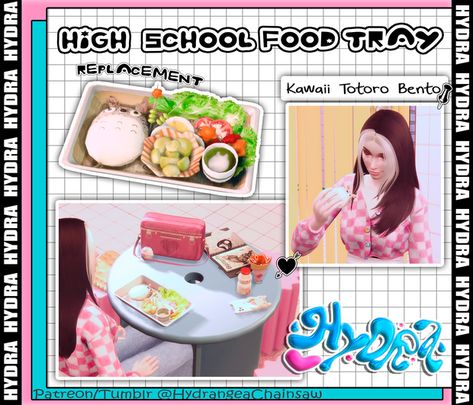 High School Food Replacement - Kawaii Totoro Bento (Sims 4) | Hydrangea on Patreon Sims 4 Cc Furniture Teenage, Sims 4 School Mods Patreon, Sims 4 School Cc Clutter, Sims4 High School Cc, Highschool Years Sims 4 Cc, Sims 4 Japanese School, Sims 4 High School Mods, Sims 4 Cc Korean Food, Sims 4 Chinese Food Cc