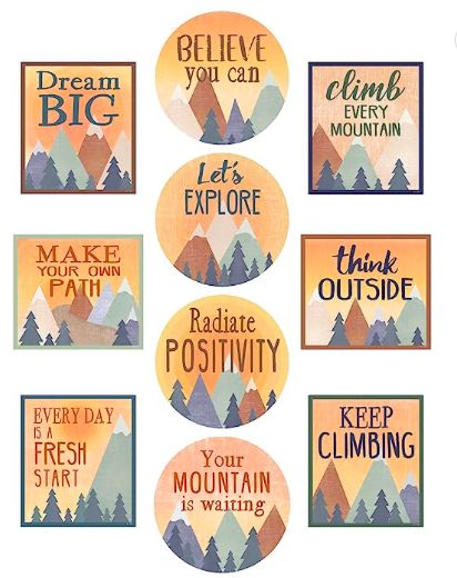 Moving Mountains Positive Sayings Camping Classroom, Moving Mountains, Class Theme, Positive Sayings, Adventure Theme, Mountain Decor, Teacher Created Resources, Class Decoration, Camping Theme