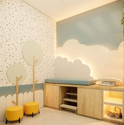 Private Medical Clinic Design, Pediatric Clinic Decor, Kids Hospital Design, Pedia Clinic Interior Design, Pediatric Waiting Room Ideas, Modern Daycare Design, Spa Design Interior, Pediatric Office Decor, Pediatrician Office