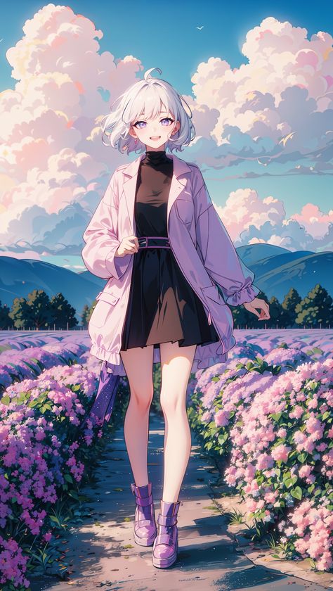 Violet Eyes Anime, Violet Eyes, Violet, Road, Purple, Flowers, Hair, Anime, Pink