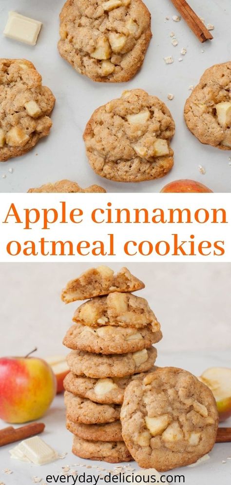 Apple Cinnamon Oatmeal Cookies, Basic Cookie Recipe, Apple Cookies Recipes, Cinnamon Oatmeal Cookies, Oat Cookie Recipe, Apple Oatmeal Cookies, Cookies Video, Apple Cinnamon Oatmeal, Dessert Cookies