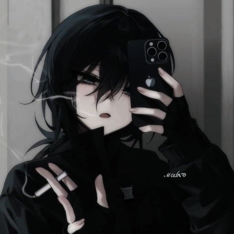 Emo Pfp Aesthetic, Anime Goth, Emo Pfp, Black And White Girl, Anime Black Hair, Anime Cover Photo, Gothic Anime, Anime Monochrome, Emo Girls