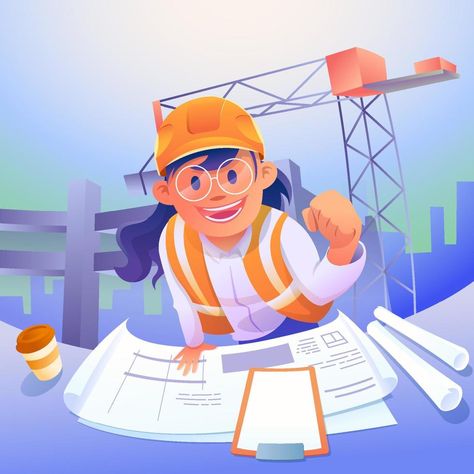 Engineer Drawing, Engineer Cartoon, Machine Project, Female Engineer, Chara Design, Machining Projects, Church Graphic Design, Motion Design Animation, Social Media Design Inspiration