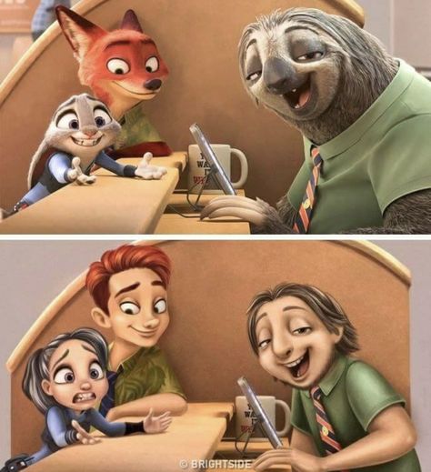 If Disney characters were humans - Zootopia Zootopia Human, Disney Characters Zootopia, Incredible Cartoon, Disney Characters As Humans, Humanized Disney, Cartoon Characters As Humans, Disney Au, Modern Disney Characters, Disney Live Action Movies