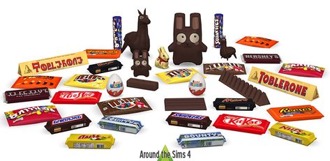 Around the Sims 4 | Custom Content Download | Edible Easter chocolate & candy bars Edible Food Sims 4, Candy Sims 4 Cc, Sims 4 Edible Food Cc, Sims 4 Candy Cc, Around The Sims 4, Chocolate Candy Bars, The Sims 4 Custom Content, Furniture Cc, Sims 4 Blog