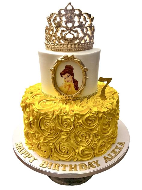 Belle Birthday Party Cake, Princess Belle Party Decorations, Birthday Cake 1st, Belle Birthday Cake, Beauty And The Beast Cake Birthdays, Disney Princess Aesthetic, Princess Belle Party, Cake 1st Birthday, Cinderella Birthday Cake