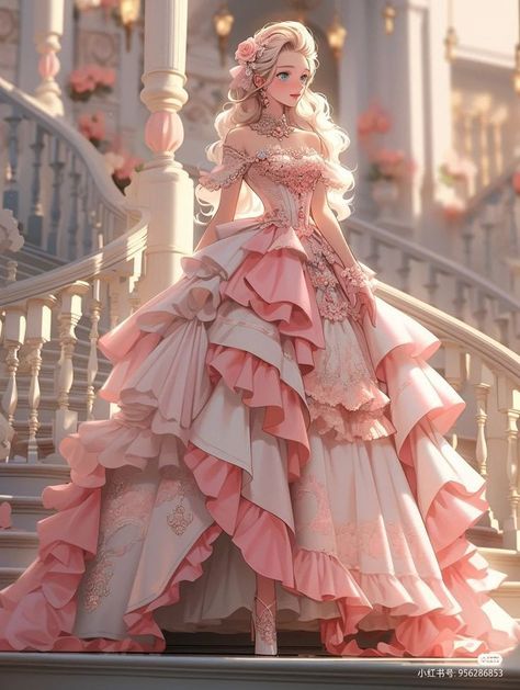 Ballroom Dress Gowns, Princess Dress Anime, Princess Dress Drawing, Female Anime Characters, Vestidos Anime, Fantasy Dresses, Fashion Drawing Dresses, Giant Inflatable, Royal Dresses