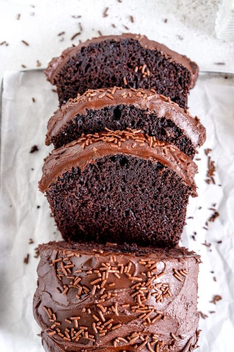 Chocolate Loaf Cake Recipe, Chocolate Frosting Easy, Dairy Free Chocolate Frosting, Cloudy Kitchen, Loaf Pan Cake, Chocolate Loaf, Chocolate Loaf Cake, Loaf Cake Recipes, Dairy Free Cake