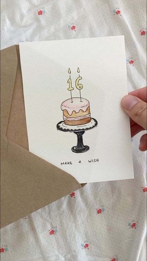 Happy Birthday Cards Diy, 16th Birthday Card, Creative Birthday Cards, Birthday Card Drawing, Diy Birthday Gifts For Friends, Bday Cards, Gift Inspo, Kraf Diy, Card Drawing