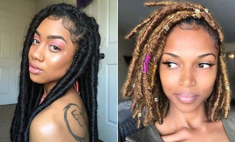 Crochet Dreads Silky Dreads, Goddess Locks, Half Bun Hairstyles, Ombre Dreads, Crochet Locs, Long Dreads, Crochet Dreads, Passion Twists, Classy Hairstyles