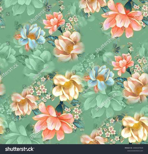 Colourful Seamless Pattern Tropic Flowers Leaves Stock Illustration 2354157019 | Shutterstock Tropic Flowers, Shutter Design, Flower Allover, Shutter Designs, Textile Prints Design, Prints Design, Flower Pattern Design, Flowers Leaves, Textile Patterns