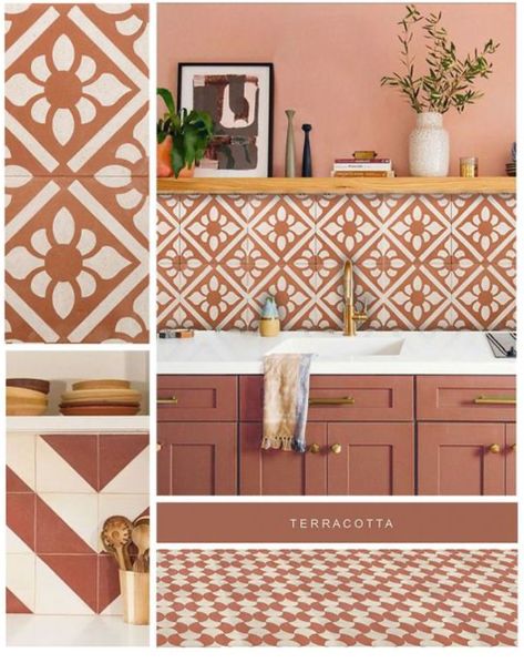 Terracotta Kitchen, Pantry Laundry Room, Long Kitchen, Kitchen Mood Board, Kitchen Wall Colors, Orange Kitchen, Kitchen Paint Colors, Boho Kitchen, Rose Rouge