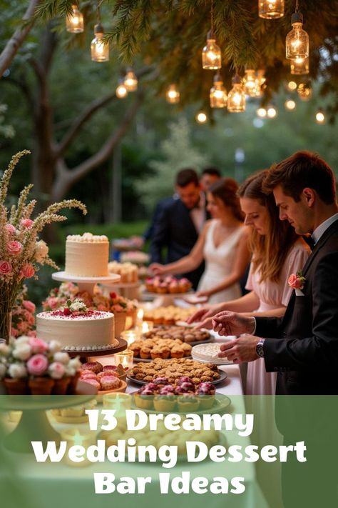 Did you know that a wedding dessert bar can transform your big day into a sweet dream? From gourmet cupcakes to luscious macarons, explore mouth-watering delights that will leave your guests craving more. Discover creative dessert table ideas and unique treats that make your celebration unforgettable, all while adding that perfect touch of sweetness to your wedding theme. Dive into a sugary wonderland with our irresistible wedding dessert bar insights! Wedding Frozen Yogurt Bar, Easy Dessert For Dessert Table, Wedding Sweets Table Ideas Mini Desserts, Dessert Bars For Weddings, Wedding Cookie Dessert Table, Cinnamon Roll Bar At Wedding, Best Wedding Desserts, Dessert Reception Ideas, Fruit Bar For Wedding