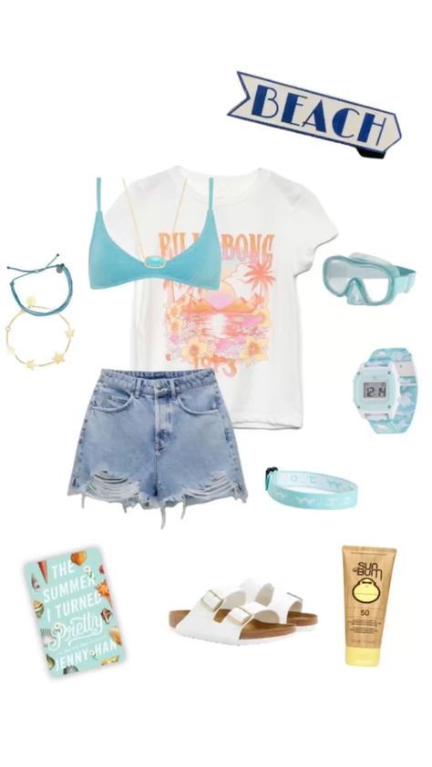 Summer Outfits Swimming, Beach Swim Outfit, Beach Inspired Outfits Summer, Vacation Outfit Layout, Outfits To Wear Over Swimsuit, Pool Outfits Summer, Casual Beach Day Outfit, Summer Fits Vacation, Swim Suit Beach Girl