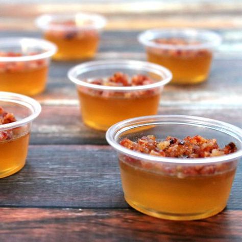 Bacon Bourbon Apple Jello Shots Apple Jello Shots, Salad Cobb, Halloween Jello, Desserts Cheesecake, Thanksgiving Games For Adults, Jello Salads, Bread Booze Bacon, Layer Salad, Recipes Halloween