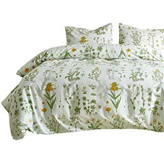 Loft Airbnb, University Dorm Room, French Country Bedding, Boho Bedding Sets, Cozy Bedding Sets, Green Duvet Cover, University Dorm, Green Patterns, Flower Duvet Cover