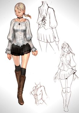 Fiona Belli concept art of Haunting Ground Survival Horror Concept Art, Horror Game Concept Art, Horror Game Female Protagonist Fashion, Videogame Concept Art, Fiona Belli, Video Game Concept Art, Haunting Ground, Game Protagonist, Fatal Frame