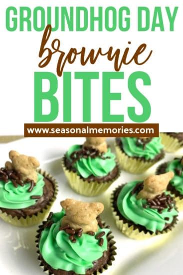 Groundhog Day Brownie Bites - Seasonal Memories Groundhog Day Desserts, Groundhog Day Treats, Groundhog Day Activities, Punxsutawney Phil, Teddy Bear Cookies, Valentines Baking, Bear Cookies, Mini Muffin Pan, Brownie Bites