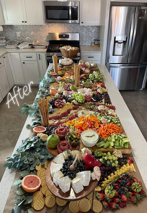 Island Charcuterie Board, Charcuterie Board For A Crowd, Island Charcuterie, Charcuterie Board Wedding, Charcuterie Display, Lady Decluttered, Party Food Buffet, A Charcuterie Board, Charcuterie Inspiration