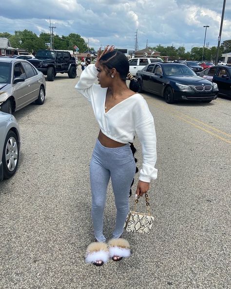 FUR SLIDES👑 on Instagram: “Fur Babe @richgalari wearing our Brown&White fur slides 🤎🤍😍..!! ~Tag us to be featured on our story/page ~Website link in bio ⬆️🛍” Fur Slides Outfit, Slides Outfit, White Fur, Black Boys, Our Story, Website Link, Fur Slides, Cute Black, White Jeans