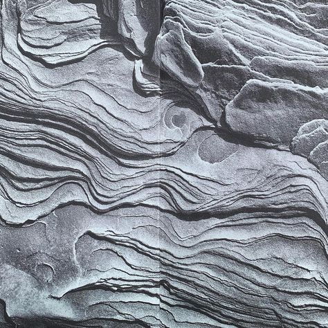 Robert Macfarlane on Instagram: “Strata-stories, the deep-time liveliness of rock...these are the endpapers (nb the spine shadow-line) of Underland. I saw them for the…” Rock Strata Patterns, Robert Macfarlane, Rock Strata, Rock Structure, Rock Layers, Mini Collection, Visual Texture, Summer Projects, Rock Formations