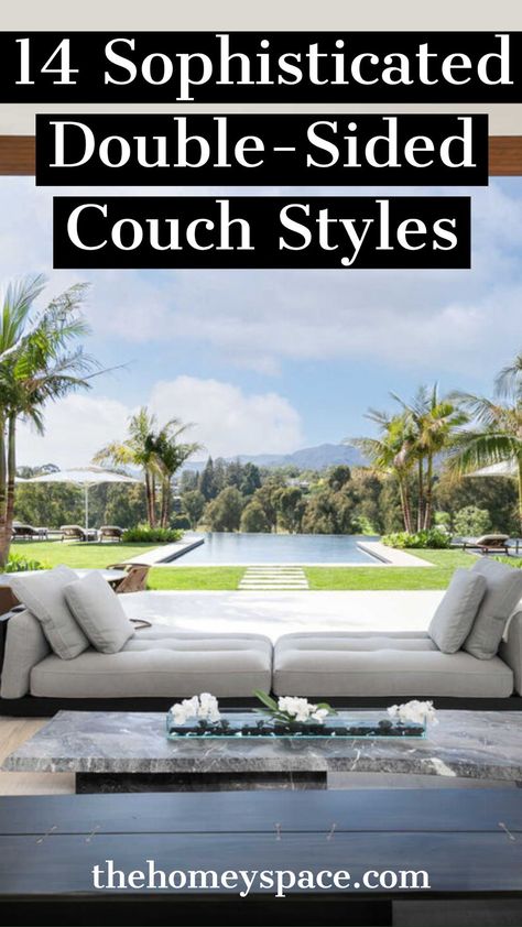 A double-sided couch makes an excellent alternative to a traditional sectional. #smartliving #livingroom #doublesidedcouch #couch #furniture #livingroomfurniture Double Sided Couch, Couch Styles, Couch Styling, Small Accent Tables, Old Hickory Tannery, Haute House, Alder Wood, Modern Organic, Small Sofa