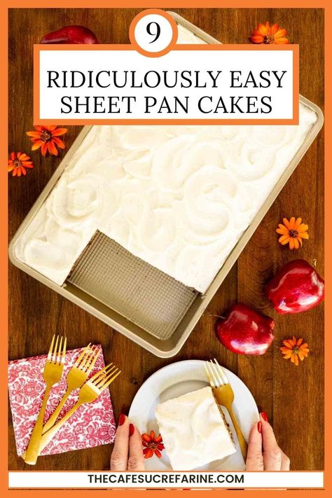 Box Cake Sheet Cake, Easy Sheet Pan Cake Recipes, Sheet Pan Coffee Cake Recipe, Easy Sheet Cakes For A Crowd, Tube Cake Pan Recipes, Vanilla Cake Recipe Sheet Pan, Sheet Pan Desserts For A Crowd Easy, Best Tasting Cakes, Half Sheet Pan Desserts