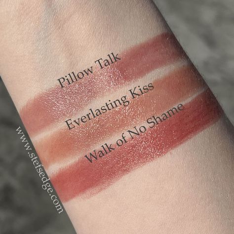 Shiny Lipstick, Walk Of Shame, Lip Swatches, Window Light, Lipstick Swatches, Makeup Swatches, Pillow Talk, By Charlotte, Lipstick Shades