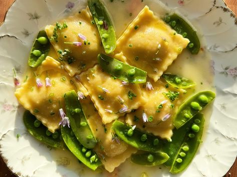 Herbed Goat Cheese Ravioli - Carolina Gelen Goat Cheese Ravioli Recipe, Goat Cheese Ravioli, Herbed Goat Cheese, Chocolate Custard, Ravioli Recipe, Cheese Ravioli, Pasta Machine, Soft Serve Ice Cream, Dinner Appetizers