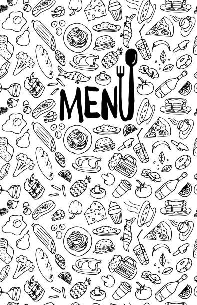 4,244 Retro Wallpaper Books Coffee Stock Photos, Pictures & Royalty-Free Images - iStock Memphis Design Pattern, Food Doodle, Menu Cover Design, Restaurant Menu Covers, Hand Food, Sketch Pattern, Drawn Food, Food Illustration Design, Wallpaper Books