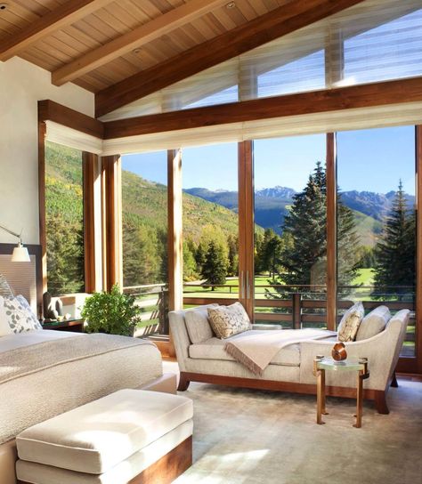 some day we could convert front windows into big doors like these! Colorado Mountain Homes, Design Ložnic, Luxe Bedroom, Modern Mountain Home, Modern Rustic Homes, Mountain Modern, Rustic Contemporary, Luxe Interiors, Mountain Homes