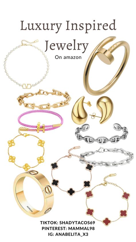 Expensive Jewelry Aesthetic, Alhambra Watch, Popular Jewelry Trends, Pandora Gold, Amazon Jewelry, Replica Jewelry, Trending Bracelets, Chunky Hoop Earrings, Gold Earrings For Women