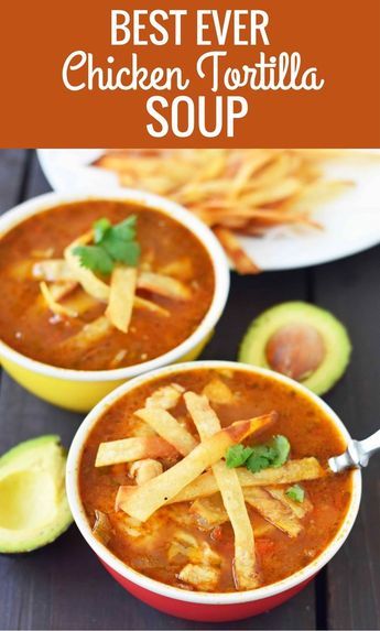 The Best Ever Chicken Tortilla Soup made with homemade tortilla strips. Mexican spiced broth, tender chicken and crispy tortilla strips. www.modernhoney.com Best Chicken Tortilla Soup, Chicken Tortillas Soups Recipe, Tortilla Soup Recipe, Homemade Tortillas, Chicken Tortilla Soup, Chicken Tortilla, Tortilla Soup, Delicious Soup, Tortillas