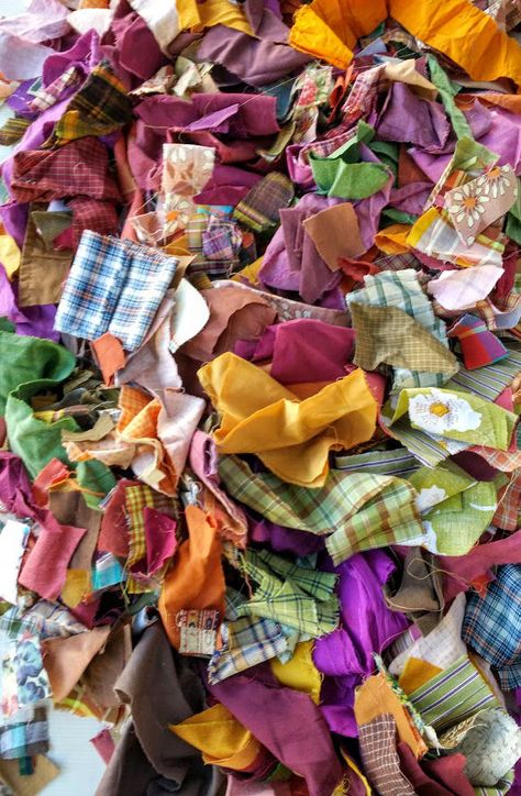 Scrap Fabric Aesthetic, Textile Waste Recycling, Recycled Textiles Projects, Reused Clothes, Fabric Scrapes, Reuse Fashion, Recycling Fabric, Recycle Fabric Scraps, Textile Scraps