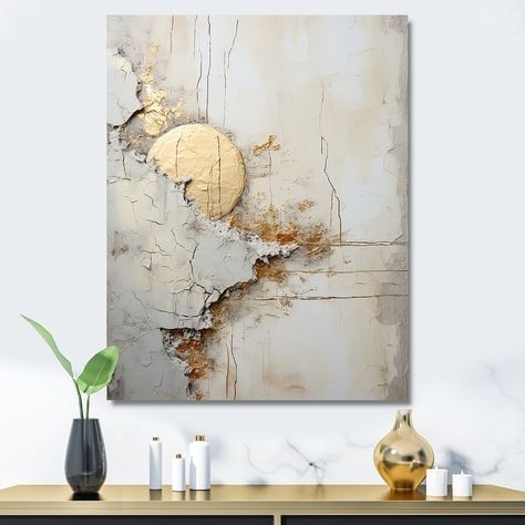 Designart "Grey And White Nature Split II" Abstract Shapes Wall Art - Bed Bath & Beyond - 40802516 Shapes Wall Art, Sculpture Art Projects, Colorful Canvas Art, Diy Abstract Canvas Art, Abstract Art Diy, White Nature, Abstract Art Inspiration, Plaster Art, Large Canvas Wall Art