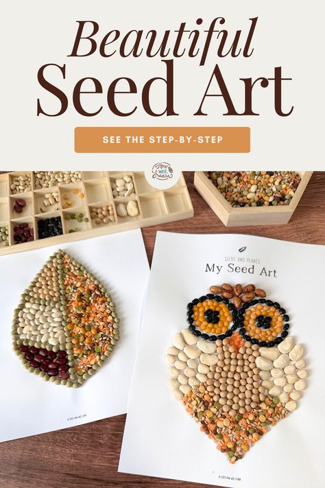 Nature Art Projects For Middle School, Nature Art Lessons, Seed Crafts Preschool, Seed Art Ideas, Pumpkin Kids Crafts, Autumn Art And Craft, Pumpkin Seed Art, Seed Art For Kids, Seed Crafts For Kids